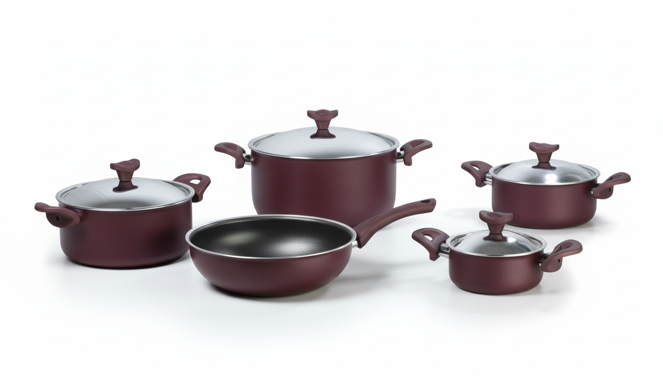 Metallic 2 Round Teflon Set 9 pcs