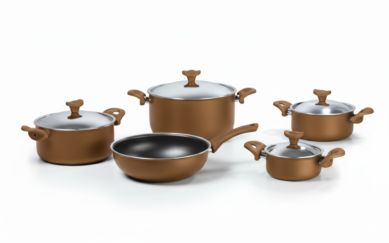 Metallic 2 Round Teflon Set 9 pcs