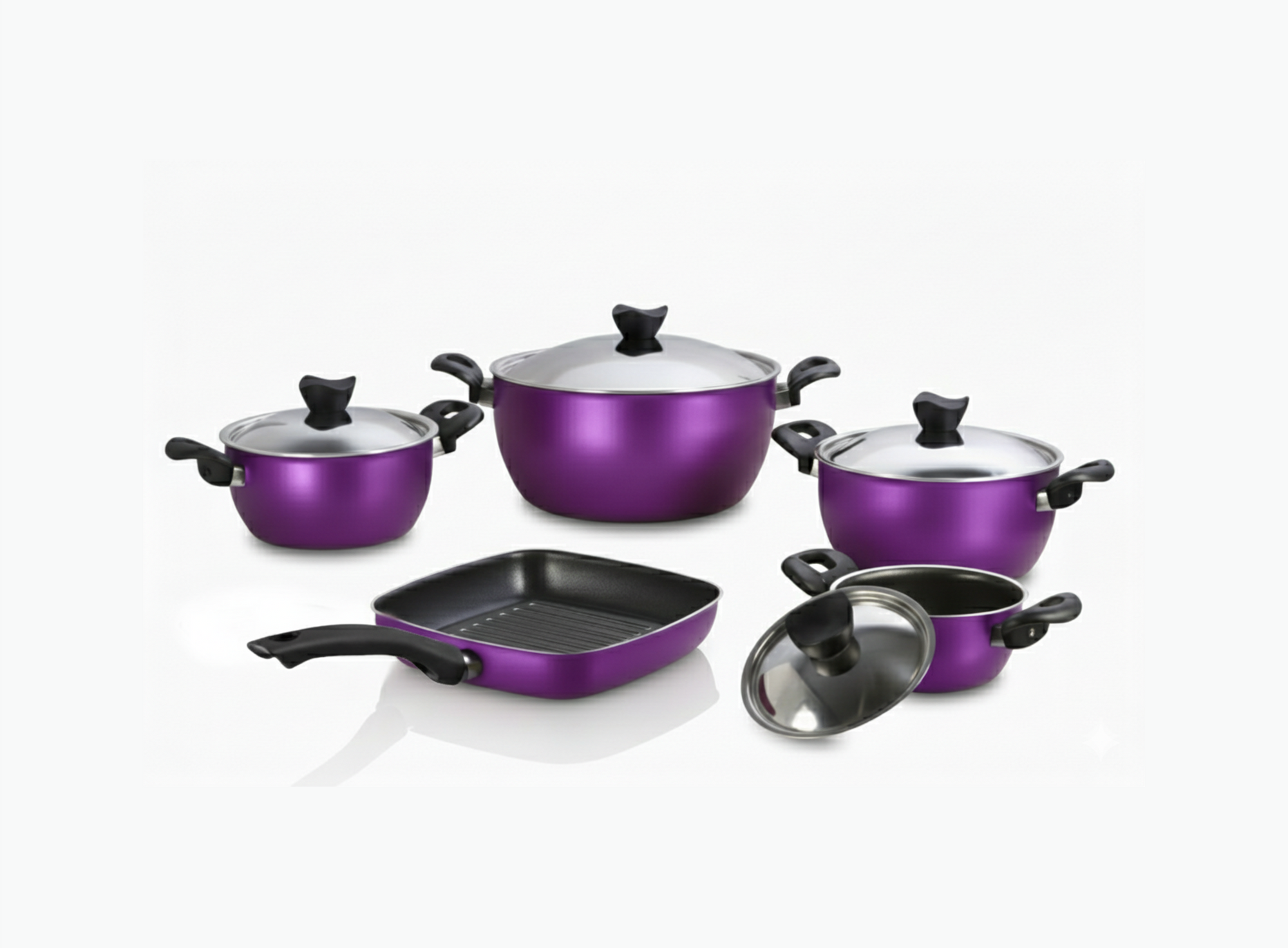 طقم ميتاليك 3 تيفلون - 9 قطع 